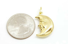 Load image into Gallery viewer, New 14k yellow gold 3D hollow moon pendant charm astronomy fine gift jewelry 2g