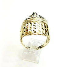 Load image into Gallery viewer, 10k yellow gold native American Indian chief head mens Ring diamond cut Size 9.5