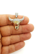 Load image into Gallery viewer, 14k yellow Gold Taurus bull zodiac Pendant cubic zirconia fine gift jewelry 4.8g