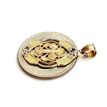Load image into Gallery viewer, 14k solid 3 color gold cross Pendant charm fine gift religious jewelry unisex 2g