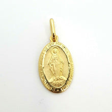 Load image into Gallery viewer, New 14k yellow gold oval virgin Miraculous Milagrosa pendant religious gift 1.7g