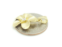 Load image into Gallery viewer, New 14k yellow Gold Hawaiian flower pendant cubic zirconia fine jewelry 1.9g