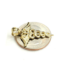 Load image into Gallery viewer, New 10k yellow solid Gold caduceus medical sign Pendant charm fine jewelry 1.1g