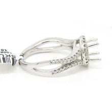 Load image into Gallery viewer, 0.39Ct Natural Diamond 14k White Gold Semi Mount halo Ring round center size 6.5