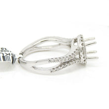 Load image into Gallery viewer, 0.39Ct Natural Diamond 14k White Gold Semi Mount halo Ring round center size 6.5