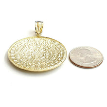 Load image into Gallery viewer, 10k yellow Gold solid Aztec Mayan sun calendar Azteca pendant gift 1.65" 12.8g