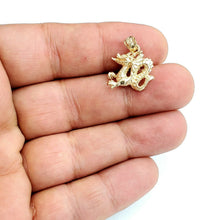 Load image into Gallery viewer, 14k yellow Gold 3D winged dragon Pendant charm solid gift fine jewelry 4.2g