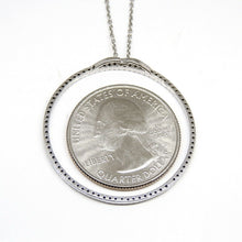 Load image into Gallery viewer, 14k white Gold 0.40Ct Diamond 1.26" diameter circle of love necklace jewelry 16"