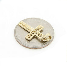 Load image into Gallery viewer, 14k yellow gold cross Jesus pendant charm with heart religious fine jewelry 1.1g