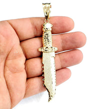 Load image into Gallery viewer, 10k yellow Gold dagger Big knife Pendant charm fine gift jewelry for men 8.6g