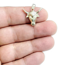 Load image into Gallery viewer, New 14k yellow Gold taurus bull head zodiac Pendant charm fine gift jewelry 3.7g