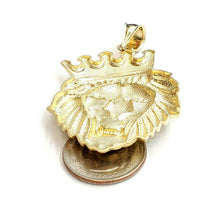 Load image into Gallery viewer, 10k yellow Gold lion head face crown Leo zodiac Pendant charm fine jewelry 12.3g