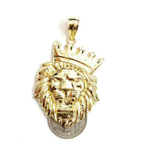 Load image into Gallery viewer, 10k yellow Gold lion head face crown Leo zodiac Pendant charm fine jewelry 12.3g