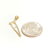 Load image into Gallery viewer, 14k yellow Gold 3D crutch handicap muleta de san lazaro Pendant fine jewelry 1.4g