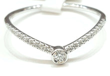 Load image into Gallery viewer, 14k white Gold pave curved chevron 0.09ct real diamond wedding Ring Size 7.25