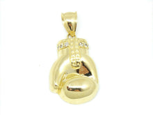 Load image into Gallery viewer, 10k yellow Gold boxing glove Pendant cubic zirconia gift sport fine jewelry 7.5g