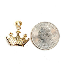 Load image into Gallery viewer, 14k yellow gold tiara crown pendant cubic zirconia fine jewelry gift 1.7g