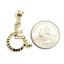 Load image into Gallery viewer, 10k yellow Gold handicap disability Pendant charm diamond cut fine jewelry 1.7g