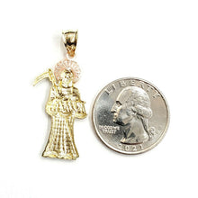Load image into Gallery viewer, 10k yellow and rose gold Santa muerte holy death Pendant fine gift jewelry 2.4g