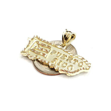 Load image into Gallery viewer, New 10k yellow gold Puerto Rico outline map pendant charm gift fine jewelry 3.6g