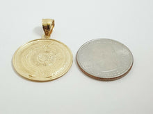 Load image into Gallery viewer, 14k yellow solid Gold Aztec mayan sun calendar azteca pendant jewelry 1.02" 3.6g