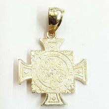 Load image into Gallery viewer, 14k gold two tone saint benedict san benito cross pendant religious jewelry 2.1g