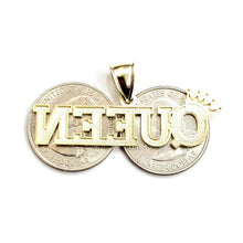 Load image into Gallery viewer, 10k yellow Gold Queen Crown Tiara Pendant charm diamond cut fine jewelry 4.4g