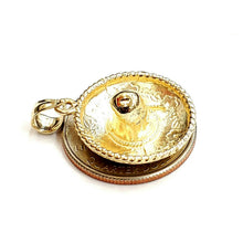Load image into Gallery viewer, 14k yellow gold solid 3D Sombrero Mexican hat Mexico pendant charm jewelry 4.8g