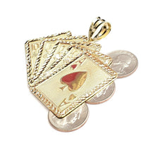 Load image into Gallery viewer, New 10k yellow solid Gold playing card Pendant charm casino fine jewelry 22.6g
