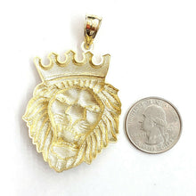Load image into Gallery viewer, 10k yellow Gold lion head face crown Leo zodiac Pendant charm fine jewelry 12.3g