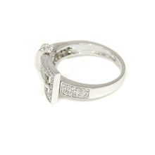 Load image into Gallery viewer, 0.55ct genuine diamond 14k White Gold Women belt buckle Ring fine jewelry Size 7