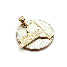 Load image into Gallery viewer, New 14k yellow gold New York outline map pendant charm gift fine jewelry 2.3g