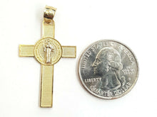Load image into Gallery viewer, 14k gold two tone saint benedict san benito cross pendant religious jewelry 2.4g