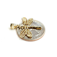 Load image into Gallery viewer, New 14k yellow gold dragonfly Pendant charm gift fine jewelry 1.7g