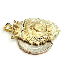 Load image into Gallery viewer, New 14k yellow Gold lion head face with crown Leo zodiac fine Pendant charm 6.9g