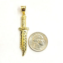 Load image into Gallery viewer, New 10k yellow Gold dagger knife Pendant charm Unisex Gift fine jewelry 3.5g