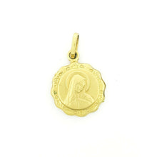 Load image into Gallery viewer, New 14k yellow gold round hollow virgin Mary Guadalupe pendant charm 0.60" 1.5g