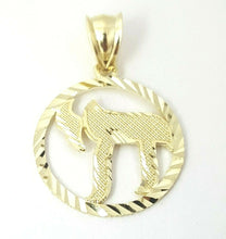 Load image into Gallery viewer, 10k yellow gold round chai Jewish kabbalah god pendant charm jewelry 0.76" 1.6g