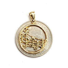 Load image into Gallery viewer, New 14k solid yellow Gold round music sign note Pendant fine jewelry gift 2g