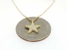 Load image into Gallery viewer, 14k yellow Gold 0.09Ct Diamond star necklace gift for her 18" adjustable chain