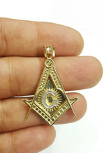 Load image into Gallery viewer, 10k two-tone solid Gold Freemason Masonic Pendant charm jewelry fine gift 5.3g