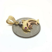 Load image into Gallery viewer, New 14k tri color Gold 3 dolphins Pendant charm gift fine jewelry for her 2.4g