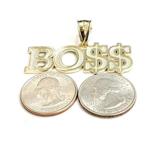 Load image into Gallery viewer, New 10k yellow Gold Boss dollar sign word Pendant charm fine gift jewelry 6.4g