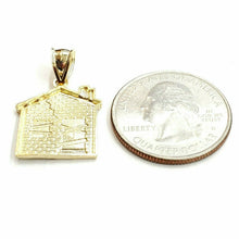 Load image into Gallery viewer, New 10k yellow gold trap house pendant charm diamond cut gift fine jewelry 1.8g