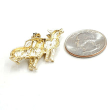 Load image into Gallery viewer, 14k yellow Gold howling wolf pack body animal Pendant charm fine jewelry 6.7g