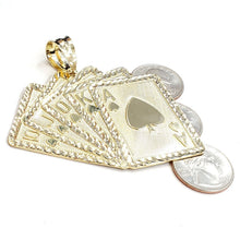 Load image into Gallery viewer, New 10k yellow solid Gold playing card Pendant charm casino fine jewelry 22.6g