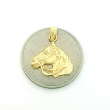 Load image into Gallery viewer, New 14k yellow solid Gold horse head animal Pendant charm fine gift jewelry 1.7g