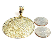 Load image into Gallery viewer, 10k yellow Gold solid Aztec Mayan sun calendar Azteca pendant gift 2.08" 18.2g