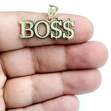 Load image into Gallery viewer, New 10k yellow Gold Boss dollar sign word Pendant charm fine gift jewelry 3.1g