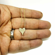 Load image into Gallery viewer, 14k yellow Gold 0.21Ct Diamond heart necklace gift for her 18" adjustable chain